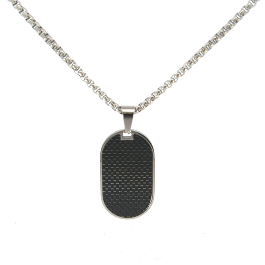 Necklace Steel - Carbon Fiber Dog Tag Pendant