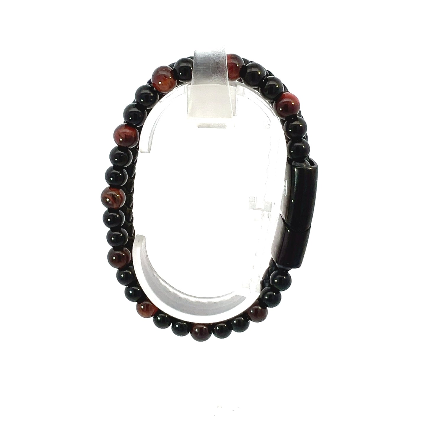 Leather Bracelet - Red Tigereye And Onyx