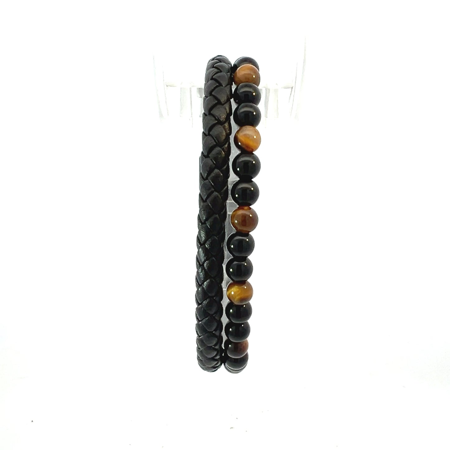 Leather Bracelet - Tigereye and Onyx