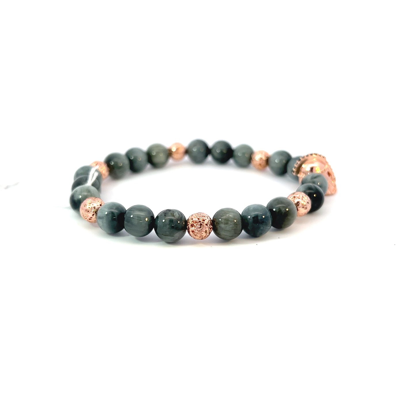 Bead Bracelet - Eagle Eye and Rose Gold Plated Lava with Gladiator Helmet