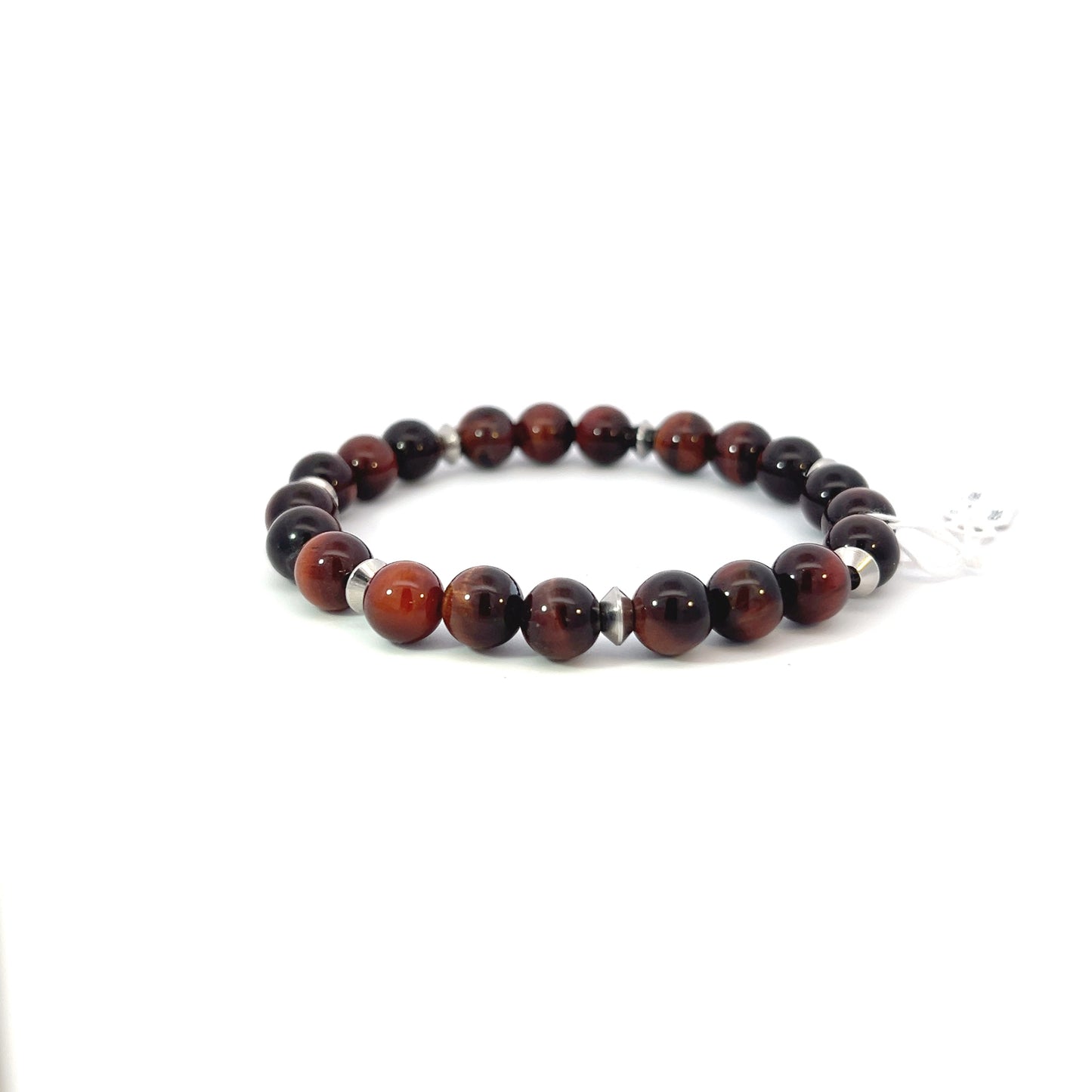 Bead Bracelet - Red Tiger Eye with Metal Spacers