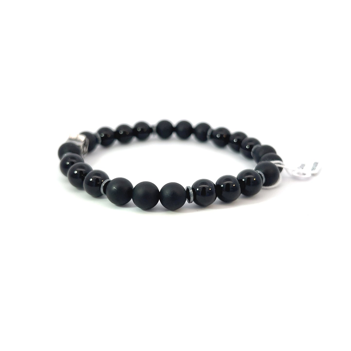 Bead Bracelet - Onyx and Hematite with Star of David Centerpiece