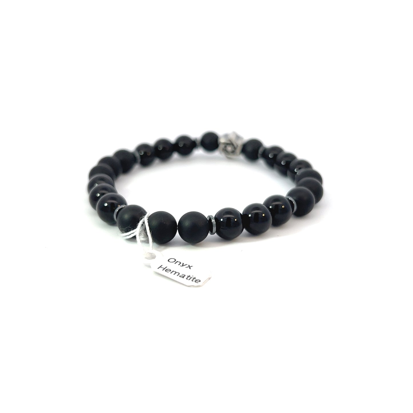 Bead Bracelet - Onyx and Hematite with Star of David Centerpiece