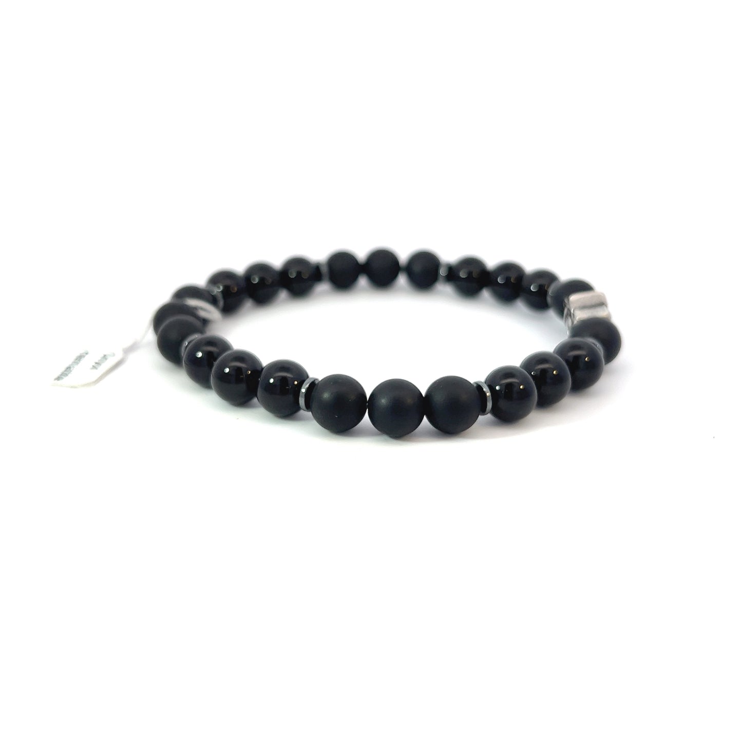 Bead Bracelet - Onyx and Hematite with Star of David Centerpiece