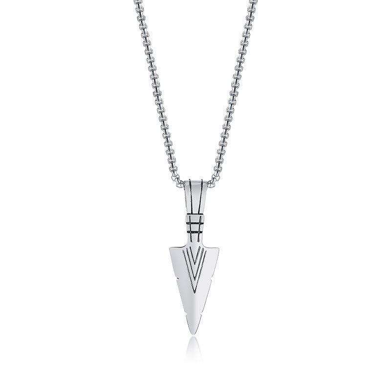 Necklace Steel - Arrowhead Pendant Silver Color