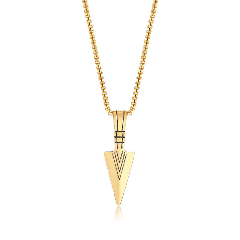 Necklace Steel - Arrowhead Pendant Gold Plated