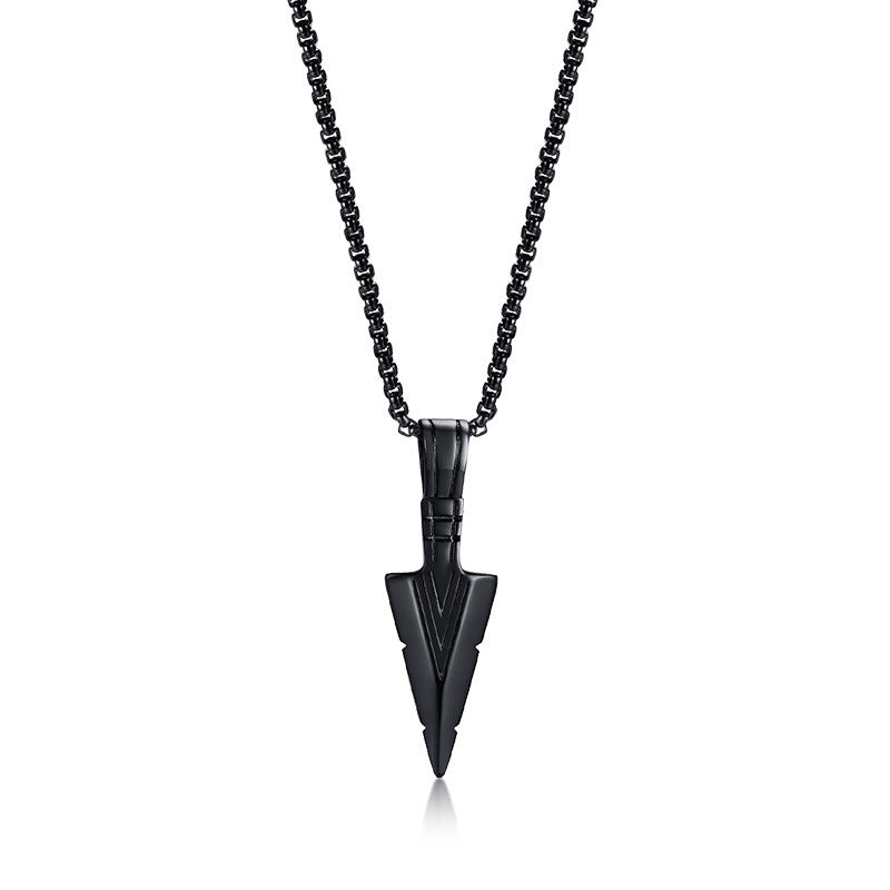 Necklace Steel - Arrowhead Pendant in Black