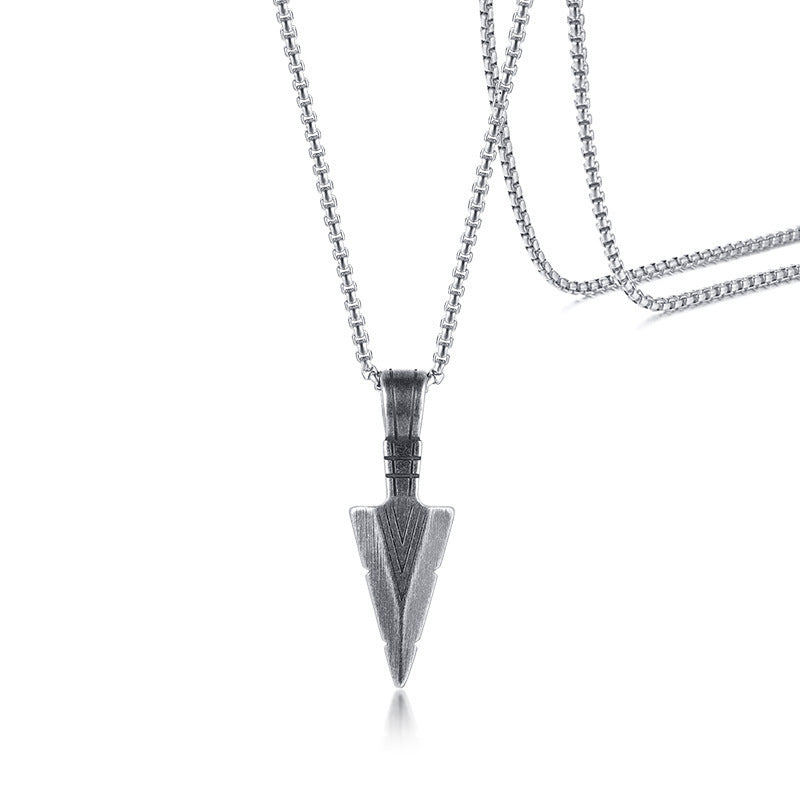 Necklace Steel - Arrowhead Pendant Gun Metal