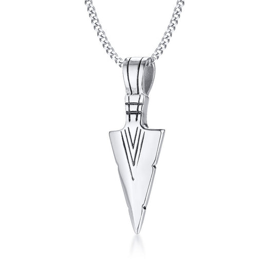 Necklace Steel - Arrowhead Pendant Silver Color