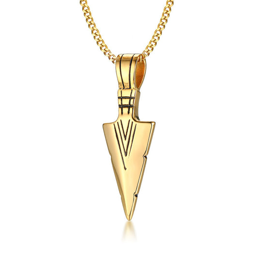 Necklace Steel - Arrowhead Pendant Gold Plated