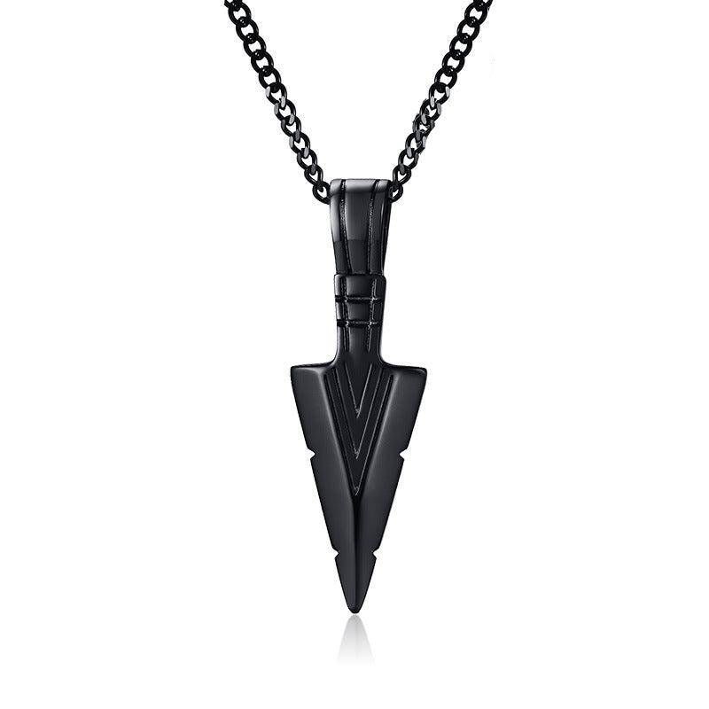 Necklace Steel - Arrowhead Pendant in Black