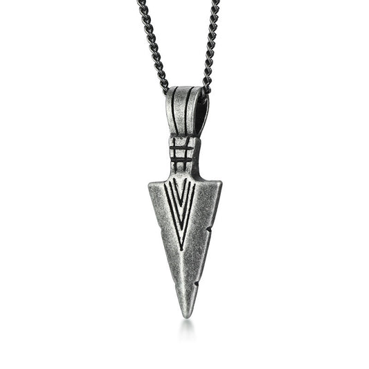 Necklace Steel - Arrowhead Pendant Gun Metal