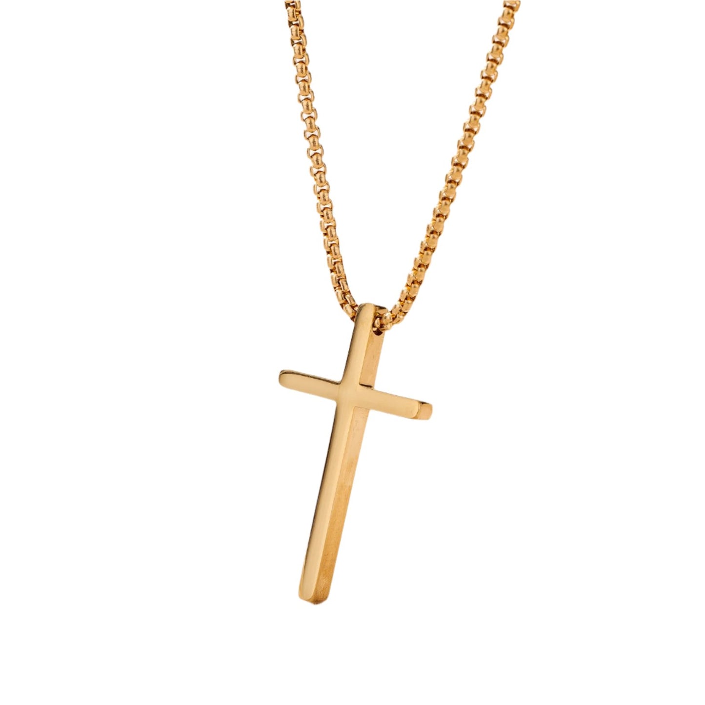 Necklace Steel - Plain Cross in Gold Plated