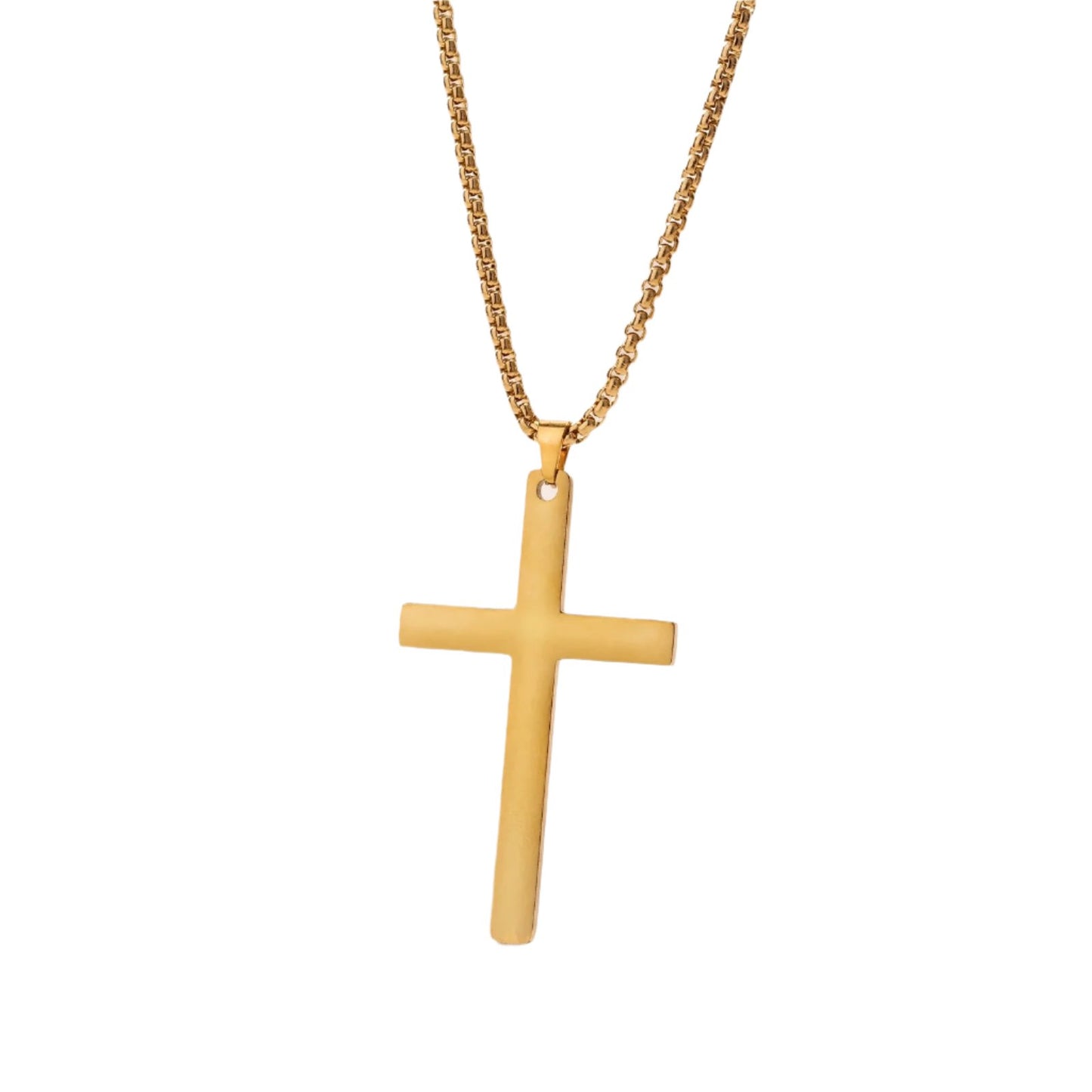 Necklace Steel - Plain Cross in Gold Plated