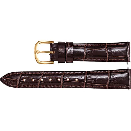 Accessories - Brown Leather Alligator Grain Padded Watch Band