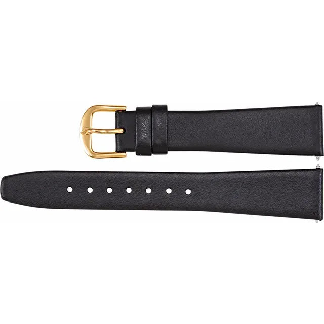 Accessories - Black Leather Flat Calf Watch Band