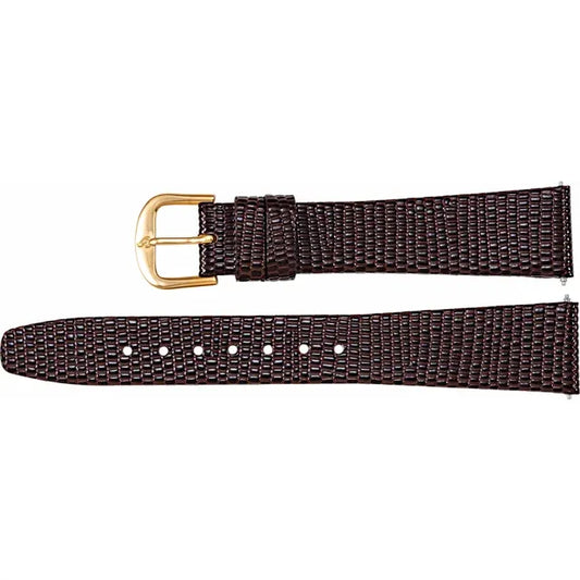 Accessories - Brown Leather Flat Lizard Grain Watch Band