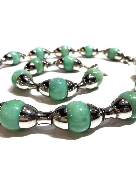 Semi-Precious Stone Set_ Green Jade and Surgical Steel Jewelry