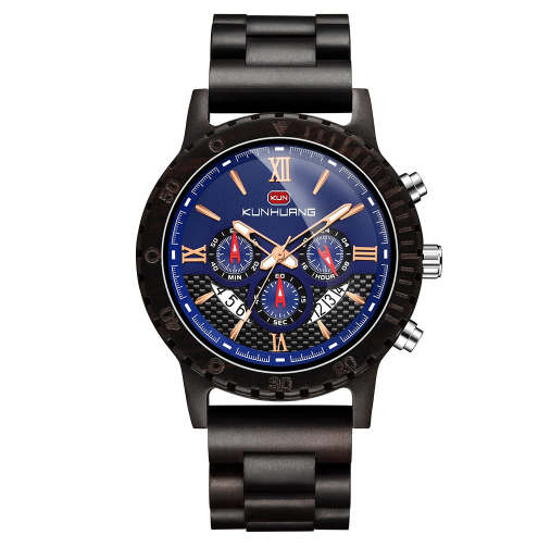 Watch - Men’s Ebony Wrist Watch – Sandalwood & Organic Glass