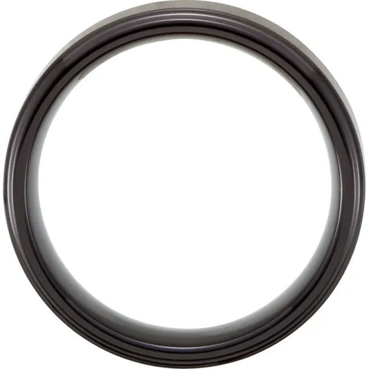 Ring Tungsten - Black PVD 8mm Ridged Band