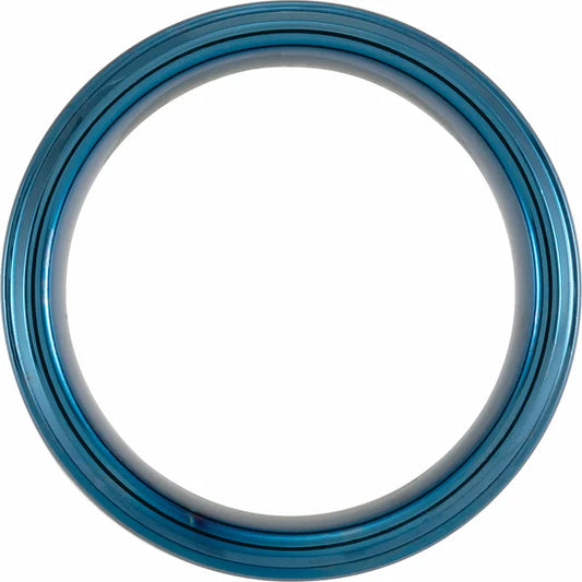 Ring Tungsten - Blue PVD 8 mm Beveled Stepped Satin Band