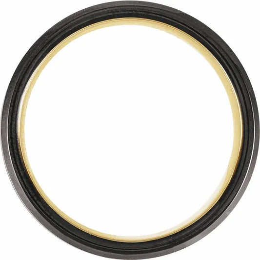 Ring Tungsten - 18K Yellow Gold PVD & Black PVD 6 mm Grooved Beveled Band