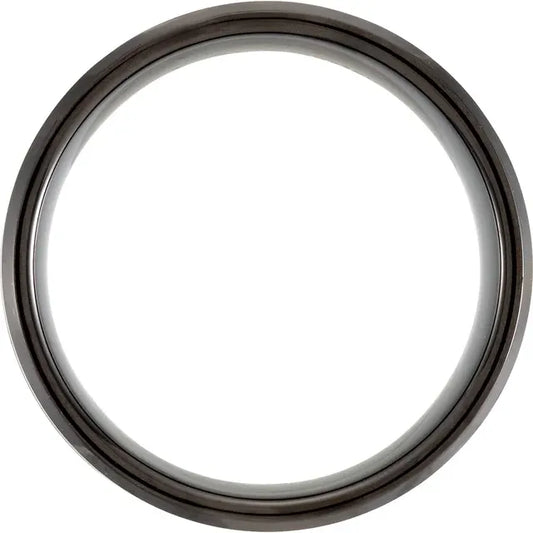 Ring Tungsten - Black & Blue PVD  8 mm Beveled Grooved Band