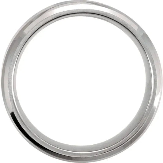 Ring Tungsten - 8 mm Beveled-Edge Band with Satin Center