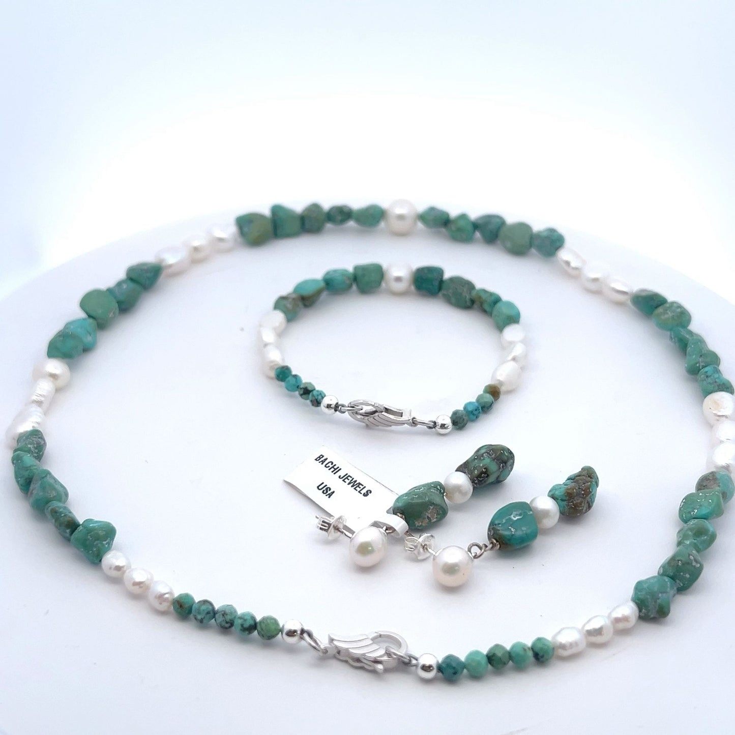 Semi-Precious Stone Set – Turquoise & Pearl
