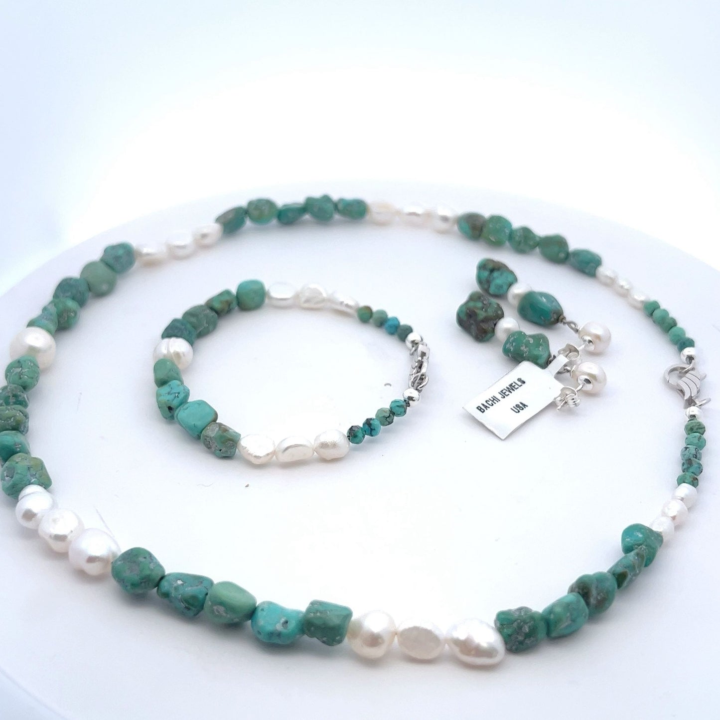 Semi-Precious Stone Set – Turquoise & Pearl
