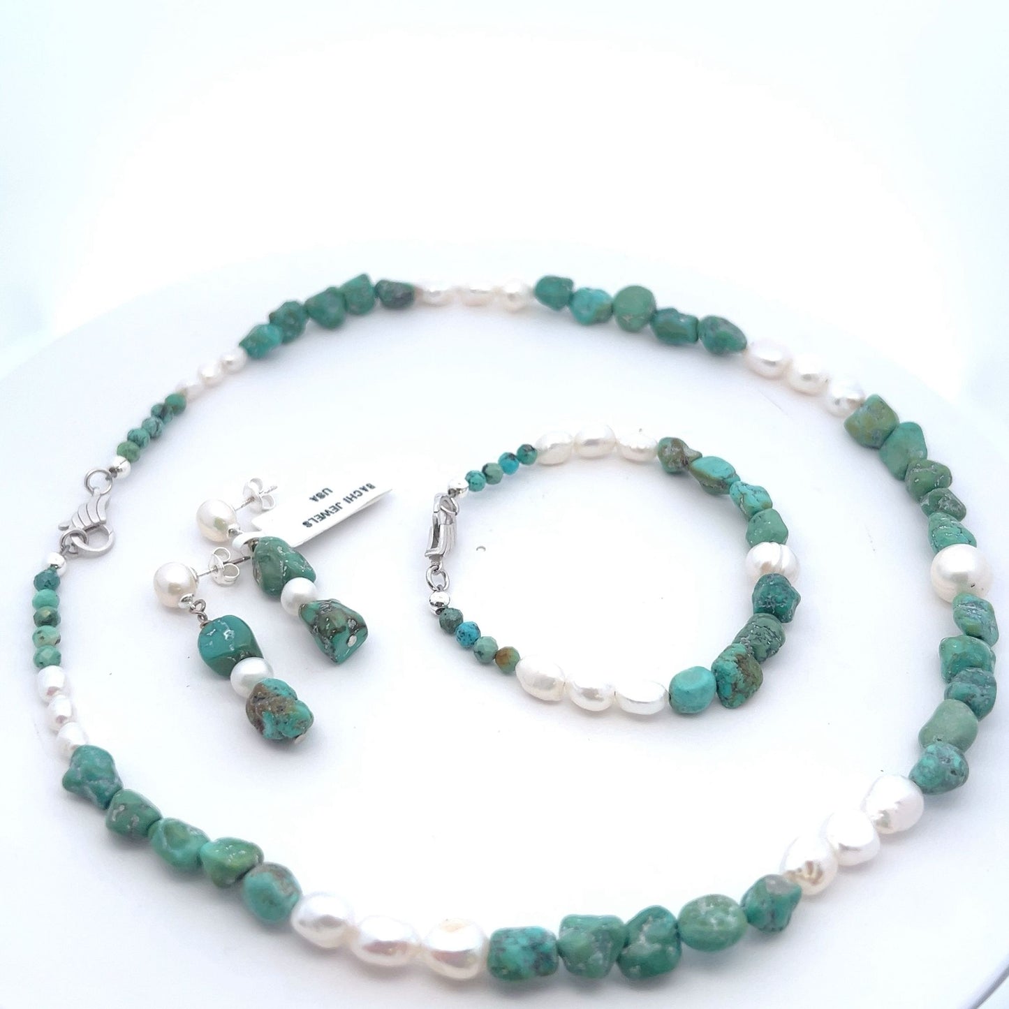 Semi-Precious Stone Set – Turquoise & Pearl
