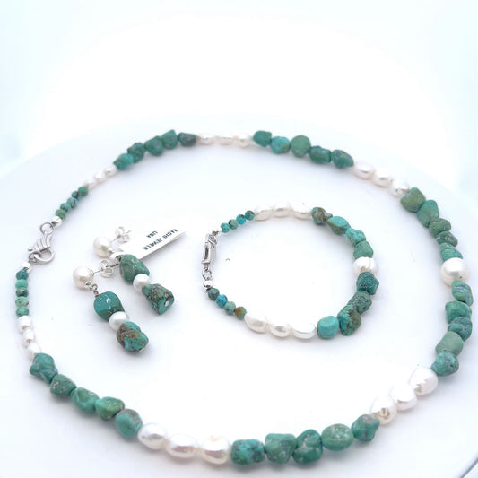 Semi-Precious Stone Set – Turquoise & Pearl