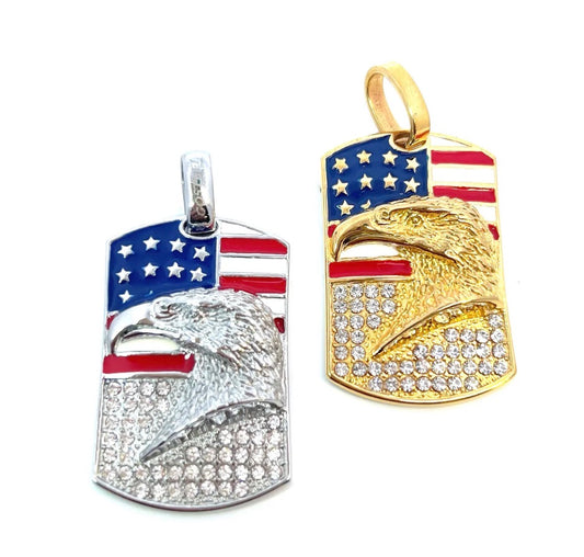 Pendant Surgical Steel - American Flag with Eagle Design