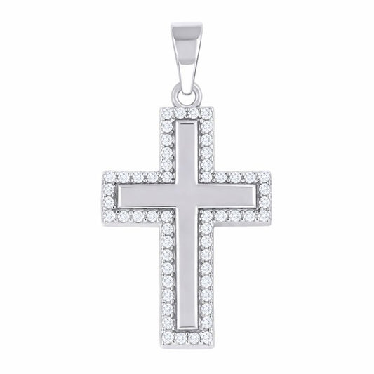 Pendant 925 Silver - Pendant with Cubic Zirconia Cross