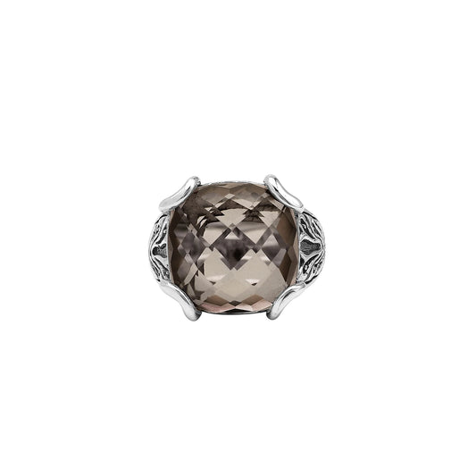 Ring Silver - 925 Sterling Silver Smokey Quartz