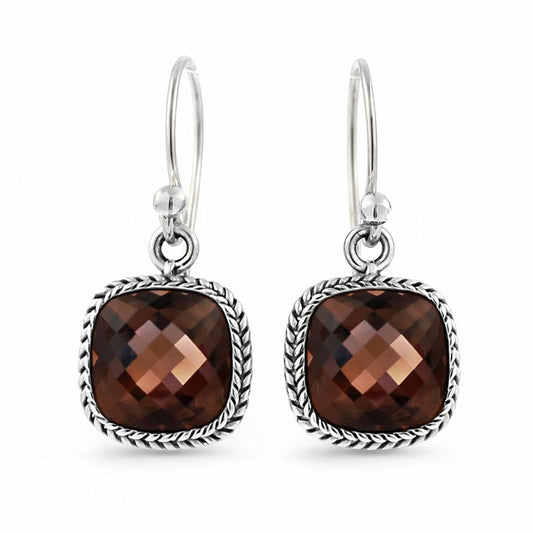 Earrings - 925 Sterling Silver Smokey Quartz