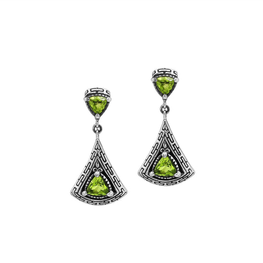 Earrings – 925 Sterling Silver Triangular Peridot Dangle Earrings