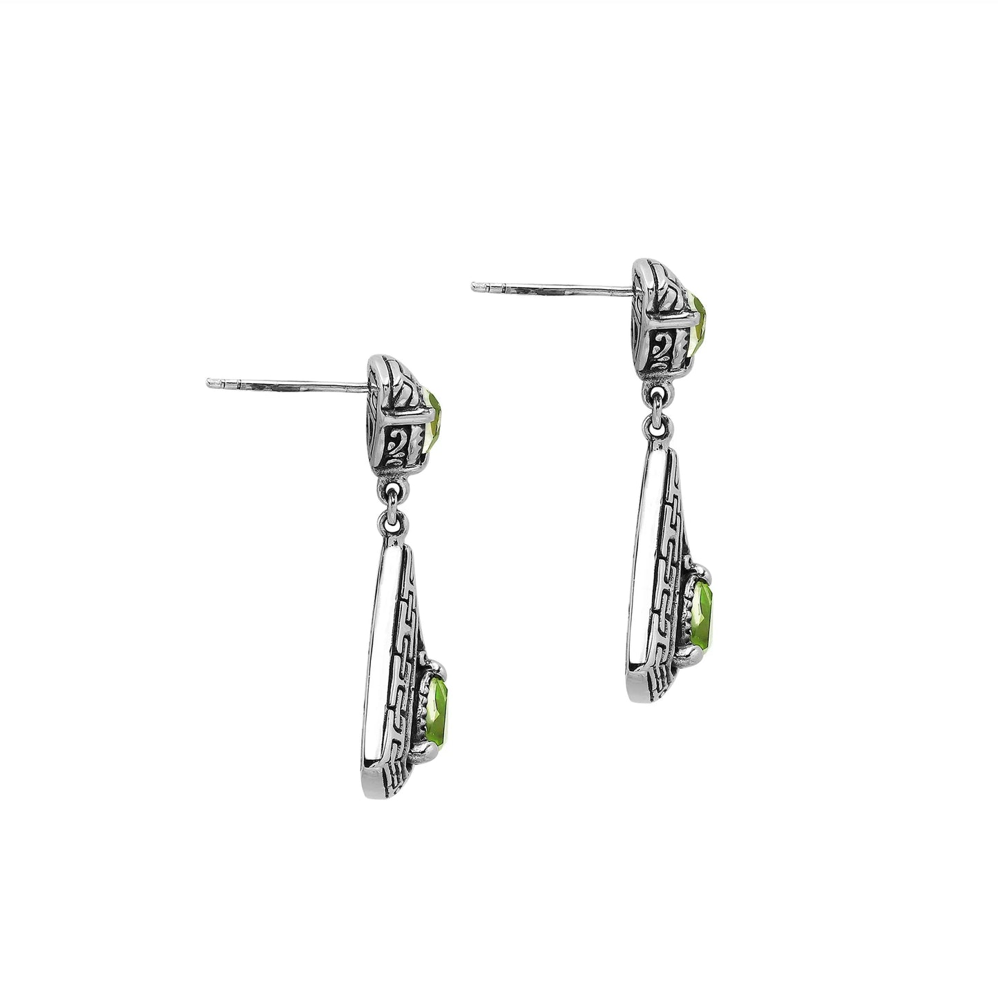 Earrings – 925 Sterling Silver Triangular Peridot Dangle Earrings