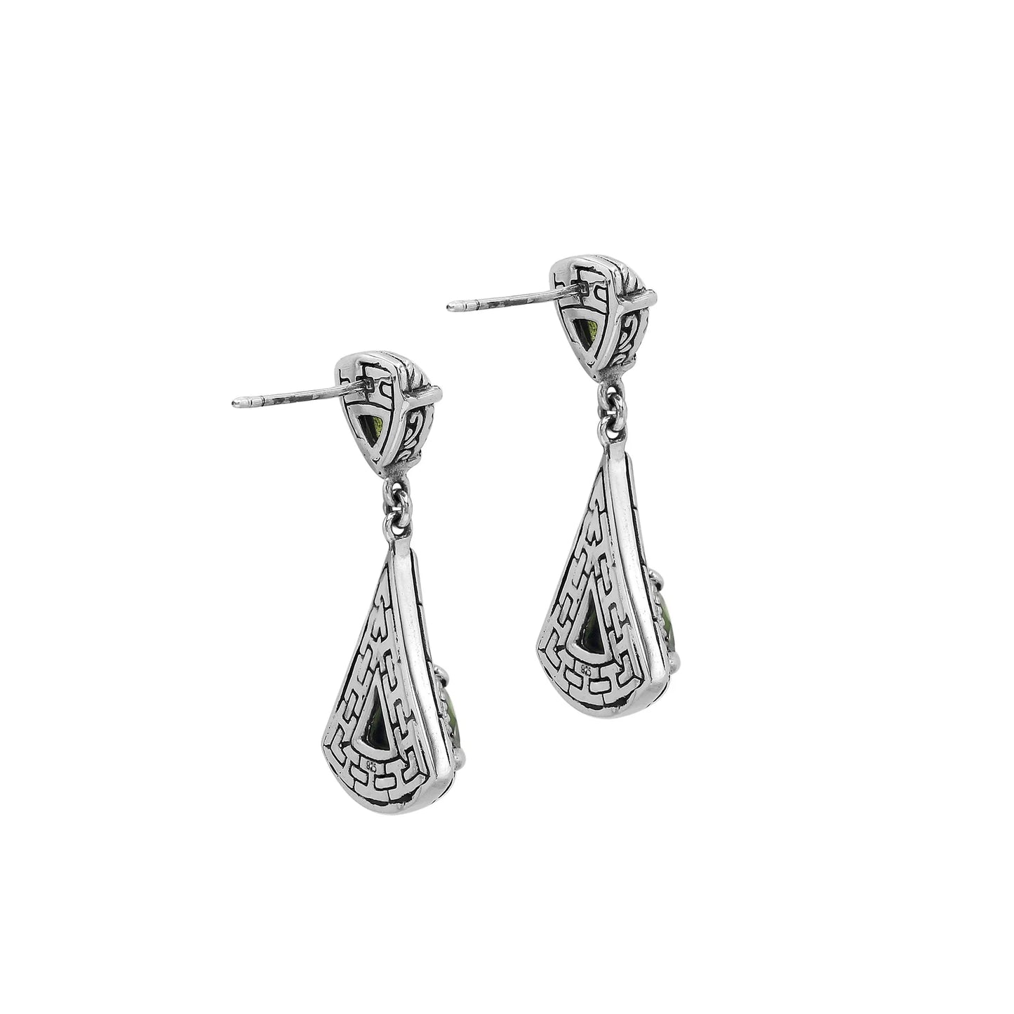 Earrings – 925 Sterling Silver Triangular Peridot Dangle Earrings