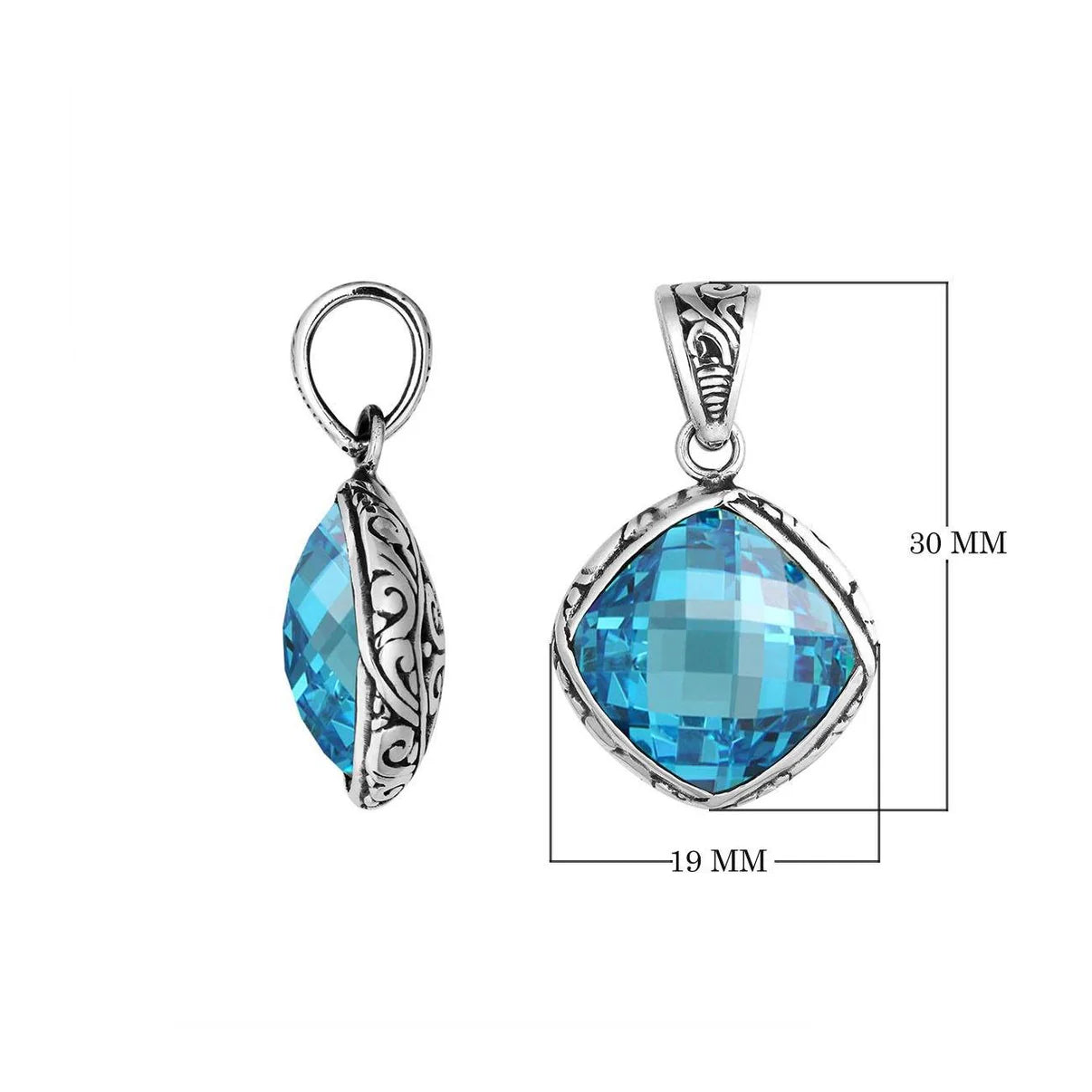 Pendant Silver - 925 Sterling Silver Blue Topaz