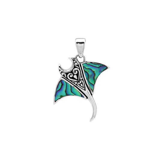 Pendant – Abalone Shell Manta Ray Pendant in Sterling Silver