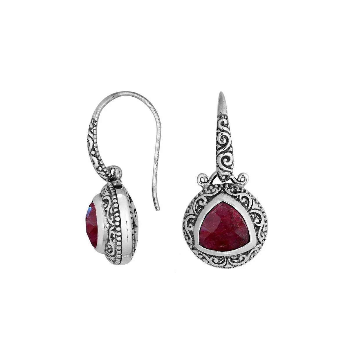 Earrings - 925 Sterling Silver Ruby