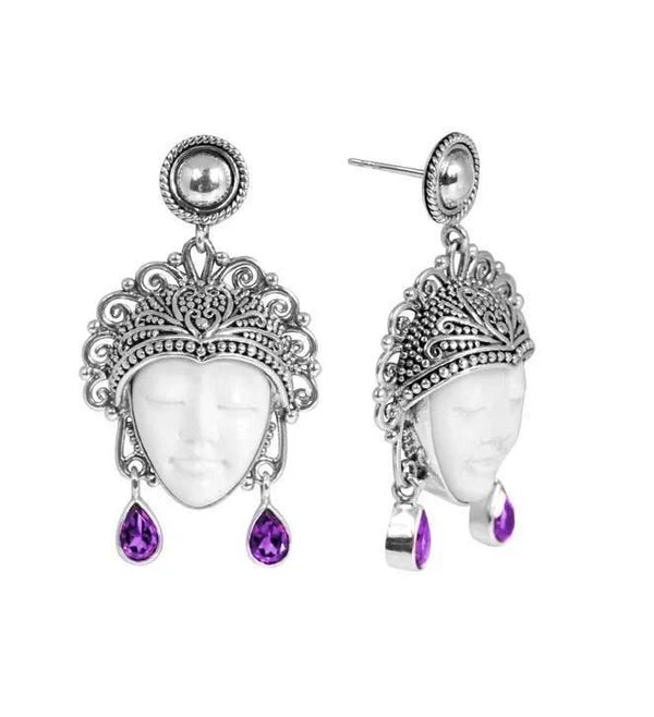 Earrings - Sterling Silver 925 Amethyst Drop Earrings