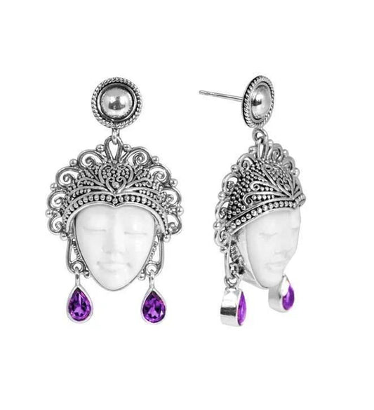 Earrings - Sterling Silver 925 Amethyst Drop Earrings