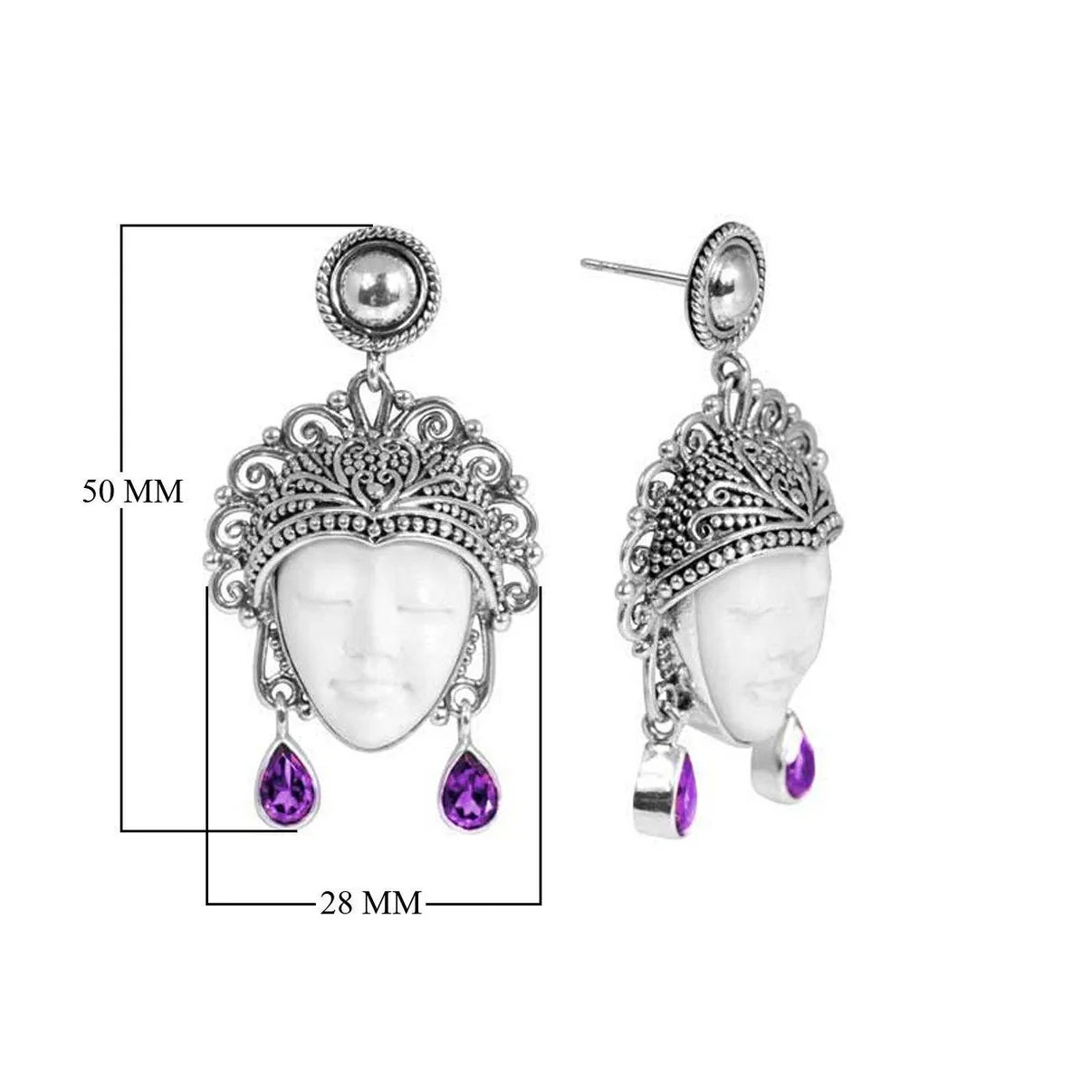 Earrings - Sterling Silver 925 Amethyst Drop Earrings