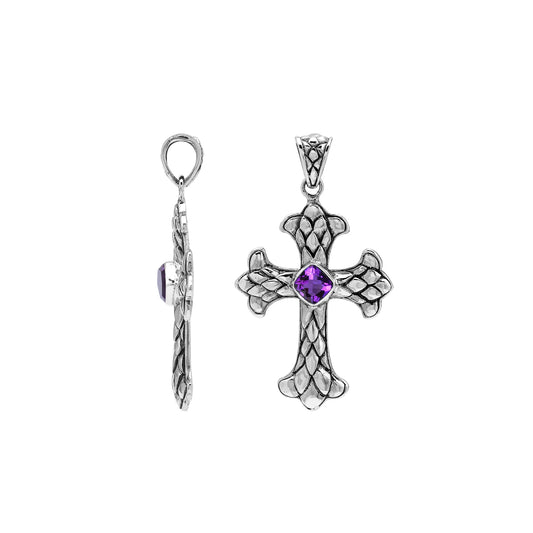 Pendant - Sterling Silver 925 Cross with Semi-Precious Stone Variants