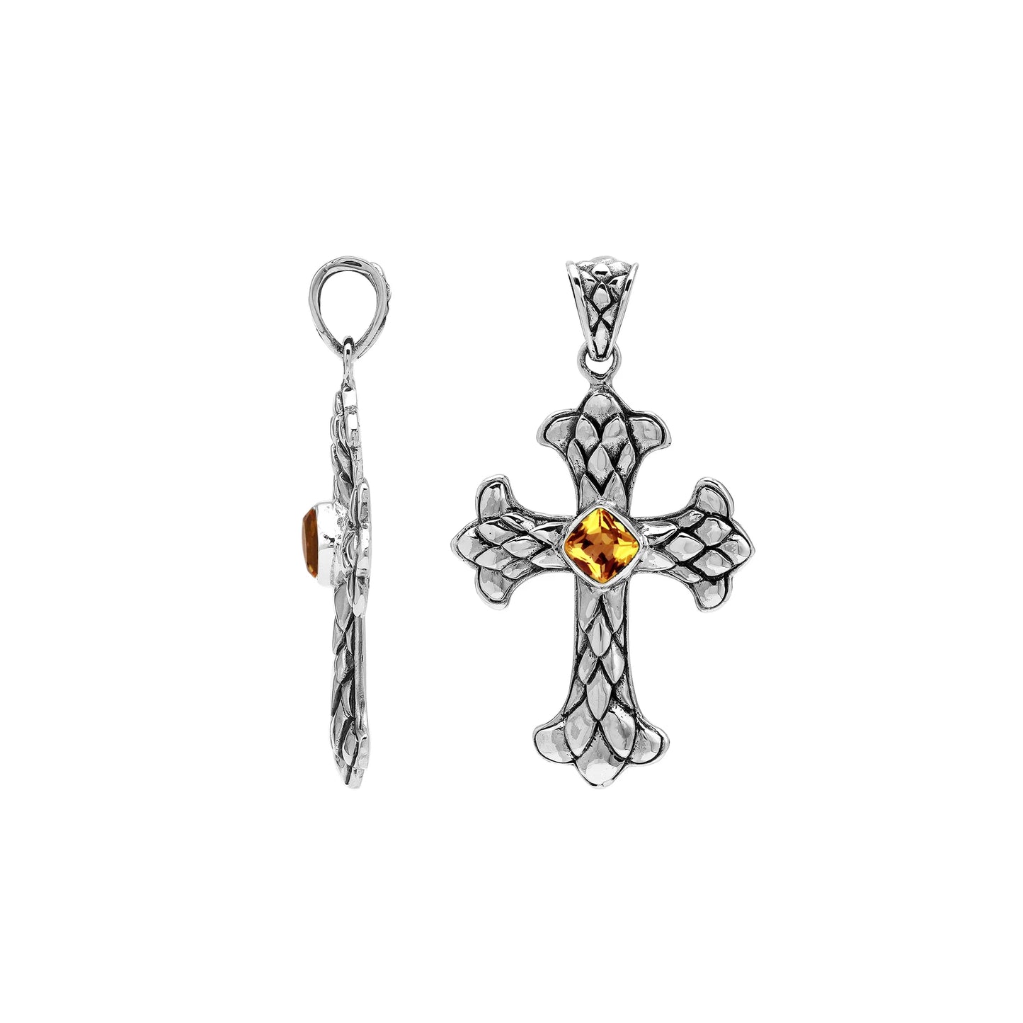 Pendant - Sterling Silver 925 Cross with Semi-Precious Stone Variants
