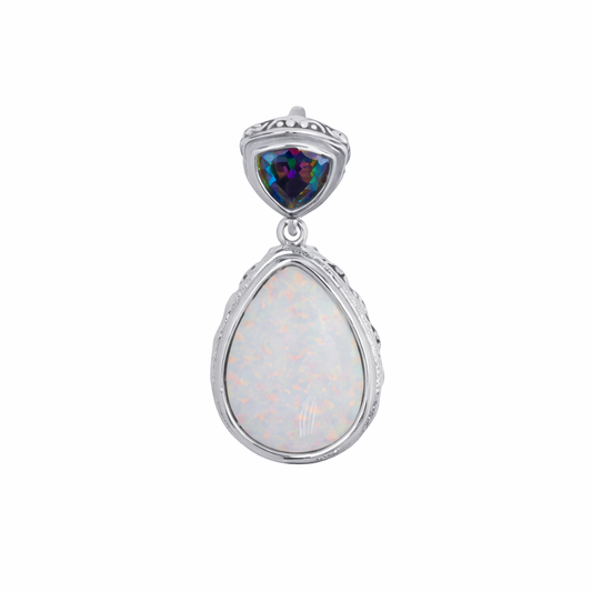 Pendant - 925 Sterling Silver Opal & Mystic Topaz