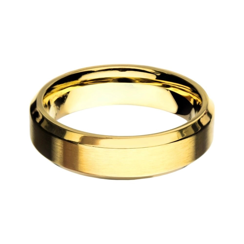 Ring Steel - 6mm Matte Stainless Steel & Gold IP