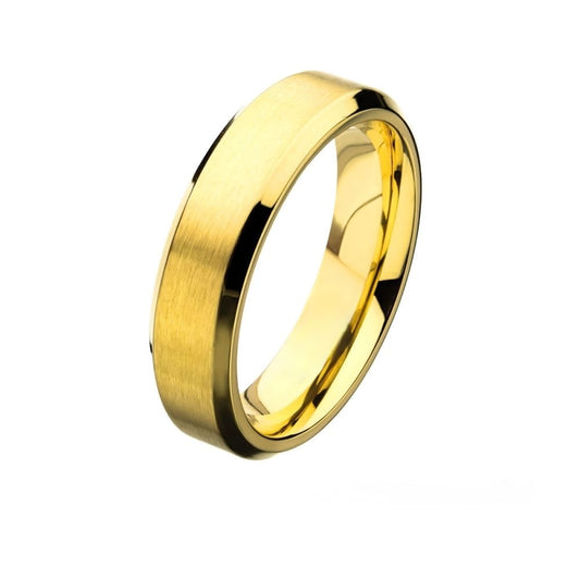 Ring Steel - 6mm Matte Stainless Steel & Gold IP